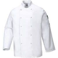 White Cotton Chefs Uniform Jackets - XS-XXXL - Suffolk Portwest UK