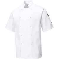 White Short Sleeve Chefs Kitchen Jackets - XS-XXXL -Cumbria Portwest