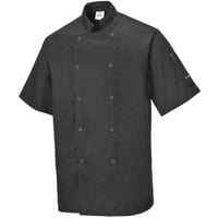 Black Short Sleeve Chefs Kitchen Jackets - XS-XXXL -Cumbria Portwest