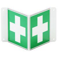 Aluminium V-shaped double-sided sign - First aid - Manutan Expert