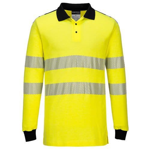 Hi-Vis Lightweight Flame Resistant Long Sleeve Polo Shirt -Portwest UK