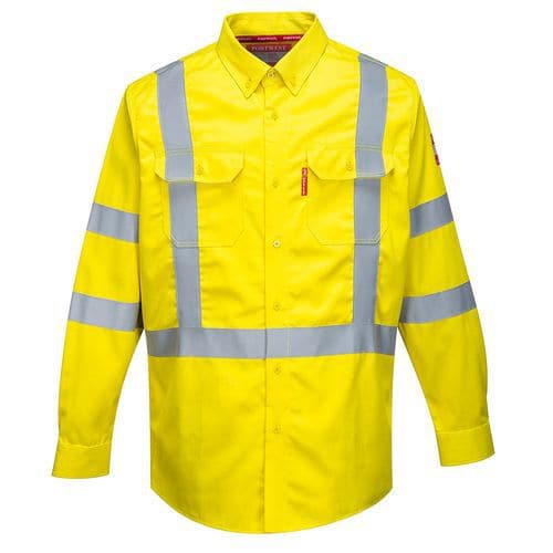 Yellow Hi-Vis Static/Flame Resistant Long Sleeve Shirts - Portwest UK