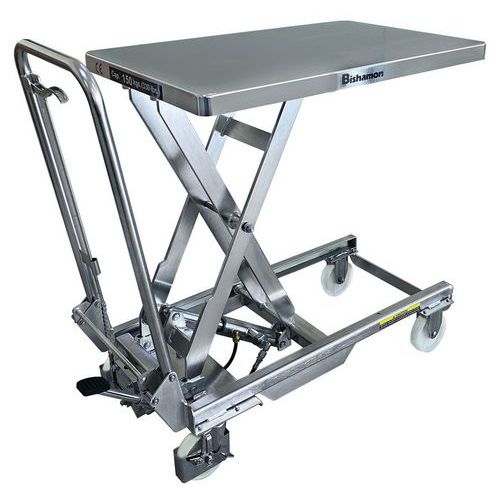 Stainless steel mobile lift table - Capacity 150 to 250 kg