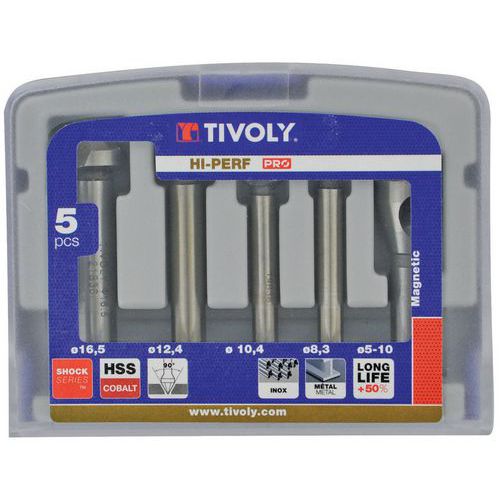 Set of 90° deburring and countersinking bits - Tivoly