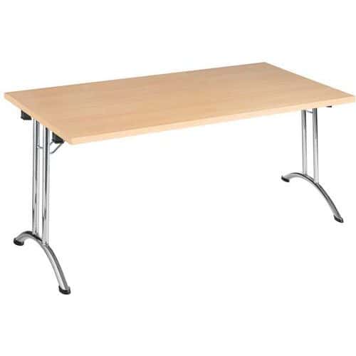 Folding Office Table - Semi-circle/Rectangular - Stylish Chrome Frame