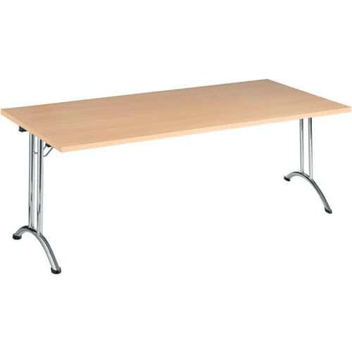 Folding Office Table - Semi-circle/Rectangular - Stylish Chrome Frame