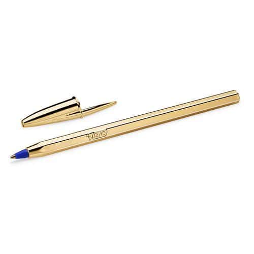 Cristal Original Shine Gold ballpoint pen, blue ink - BIC