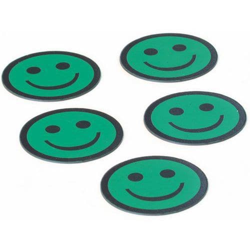 Set of five green magnets with face icon - Smit Visual