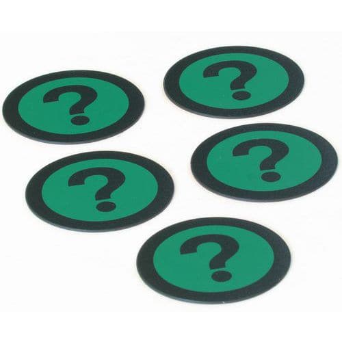 Set of five green magnets with question mark icon - Smit Visual