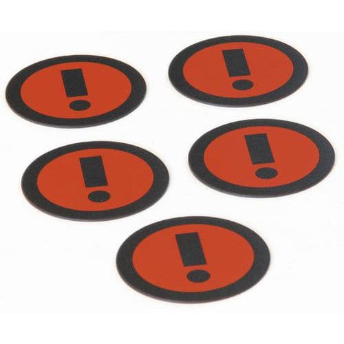 Set of five red magnets with warning icon - Smit Visual