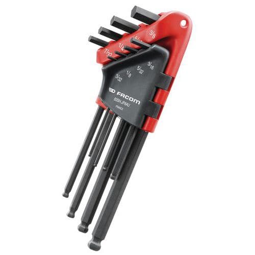 Set of long ball-end hex keys in inches - FACOM