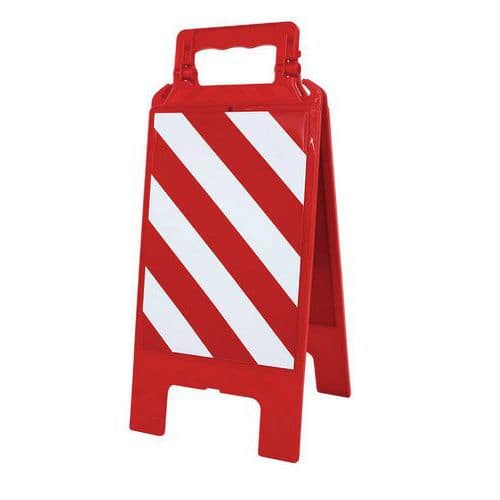 Striped standing warning sign