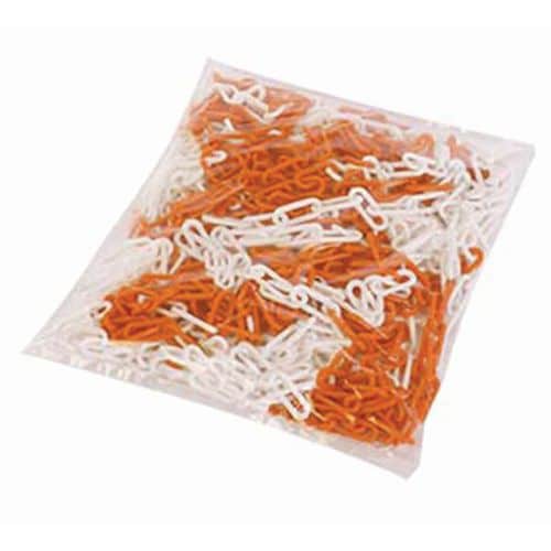 Plastic chain in bag - Fluorescent orange/white