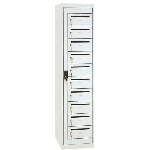 Mail cabinet with 10 compartments on base - 1 column, width 400 mm - Manutan Expert