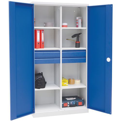 Magic tall workshop cabinet - With intermediate partition - Manutan Expert