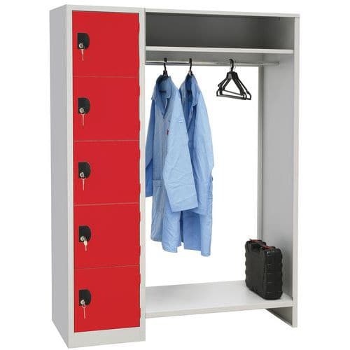Modulo multi-compartment locker with open hanging rail - 1 to 2 columns - Manutan Expert