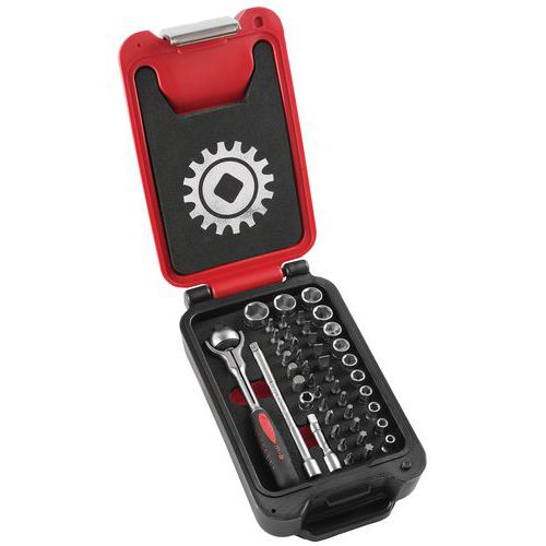 Fusion Box ratchet, 1/4 socket and screwing set - 46 pcs