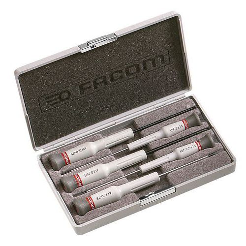 Set of five Micro-Tech® slotted screwdrivers - Pozidriv®