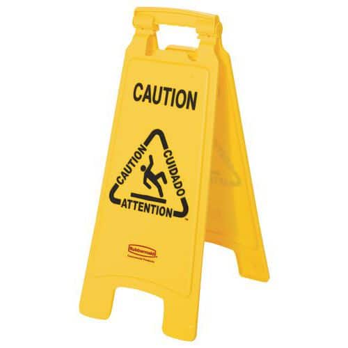 Two-sided multilingual slippery floor warning stand - Rubbermaid