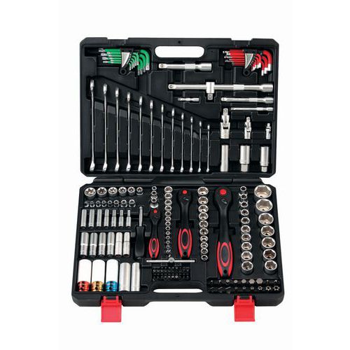 Tool box with 1/2, 1/4 and 3/8 hex sockets - 160 pieces