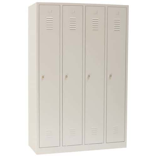 4 Grey 1 Door Nested Metal Storage Lockers - Hasp Lock+Stand - Manutan Expert