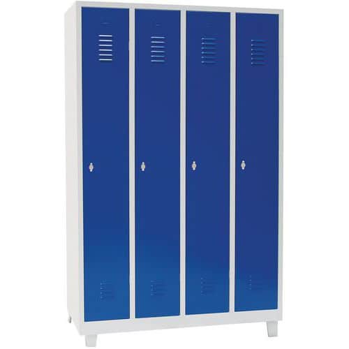 4 Blue 1 Door Nested Metal Storage Lockers - Hasp Lock - Manutan Expert