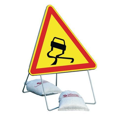 Temporary construction site sign - AK4 - Slippery road