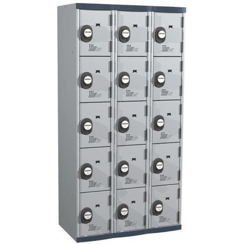 Seamline Optimum® 15-compartment locker - 3 columns - Width: 300 mm - On base - Acial