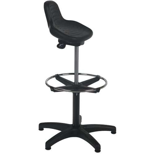 Height-Adjustable Workshop Stool with Footrest - Manutan Expert