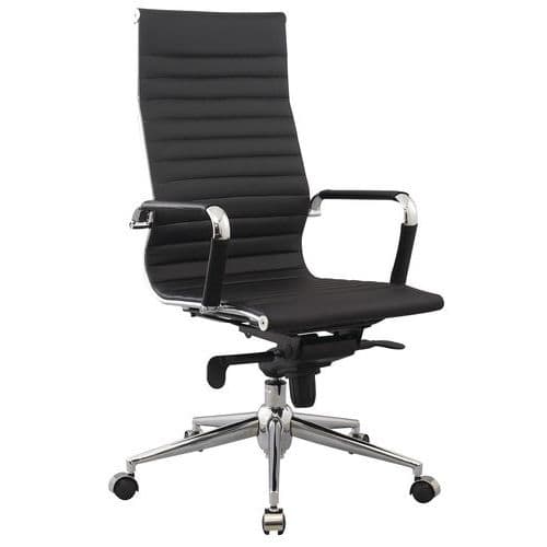 black leather office chair high back