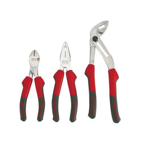 Set of 3 bi-material spring-loaded pliers