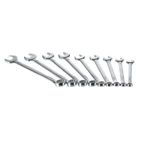 Set of 9 combination multi-nut spanners