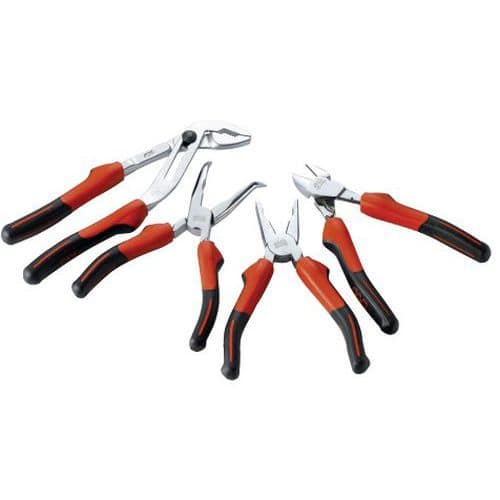 Set of 4 bi-material spring-loaded pliers