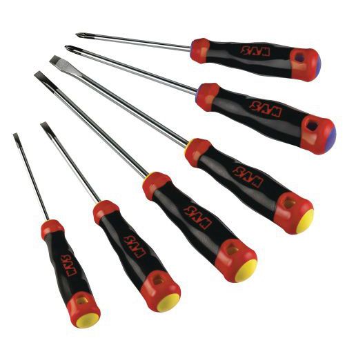 Set of 6 slot and Pozidriv screwdrivers