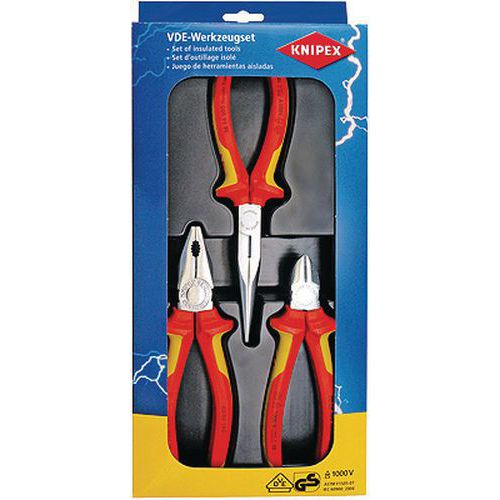 Set of 3 1000 V VDE insulated Knipex pliers