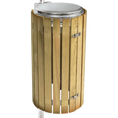 Bin bag holder on wood-finish post - 110 L