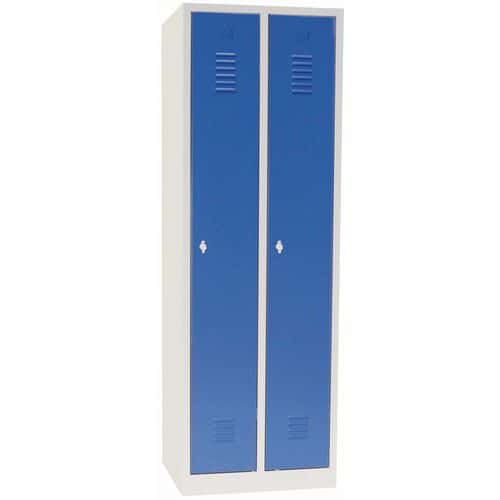2 Blue 1 Door Nested Metal Storage Lockers - Hasp Lock & Stand - Manutan Expert