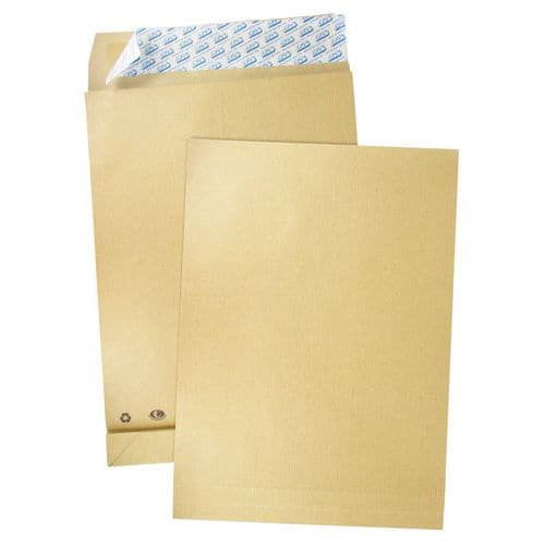 Reinforced brown Kraft paper envelope 130 g - With gussets - Pack of 50