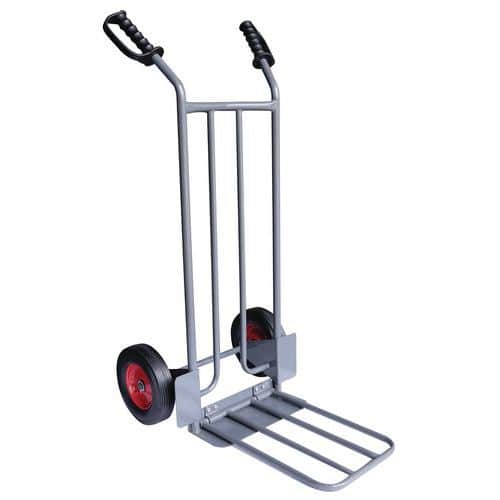 Folding Steel Sack Truck - 250kg Capacity - Pneumatic Wheels - Manutan Expert