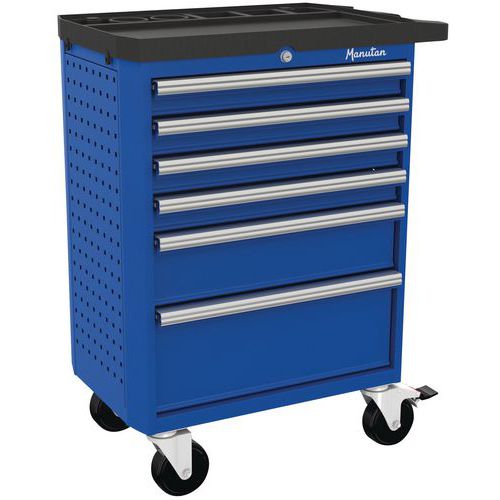 Tool Trolley - 6/7 Drawers - Perforated Sides & Bottle Tray - Manutan Expert