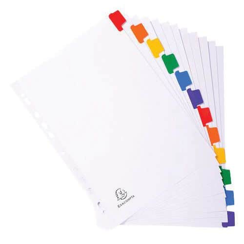 12-section divider, white card - 160 g - Exacompta