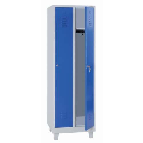 2 Blue 1 Door Nested Metal Storage Lockers - Hasp Lock & 4 Feet - Manutan Expert