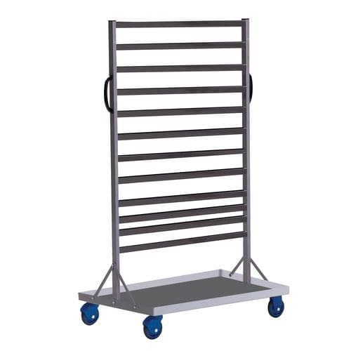 Steel trolley for storage trays - Length 880 mm