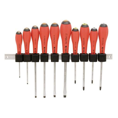 Set of 10 screwdrivers on a strip