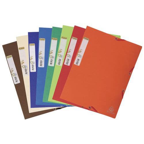 Forever A4 elasticated folder with 3 flaps, recycled card - Assorted colours - Pack of 25