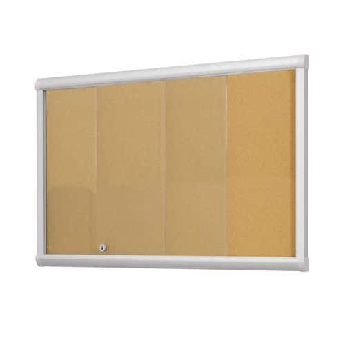 Leader indoor enclosed bulletin board with sliding doors - Cork board - Security glass door