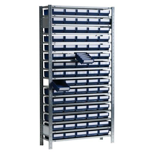 Shelving with dividable B series bin-drawers - Depth 300 mm