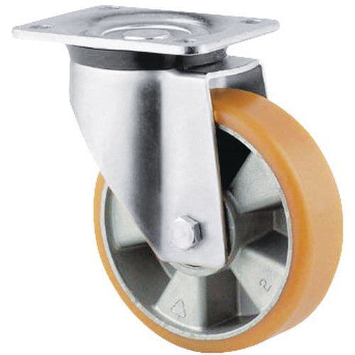 Swivel castor with plate - Capacity 200 to 800 kg - Aluminium body