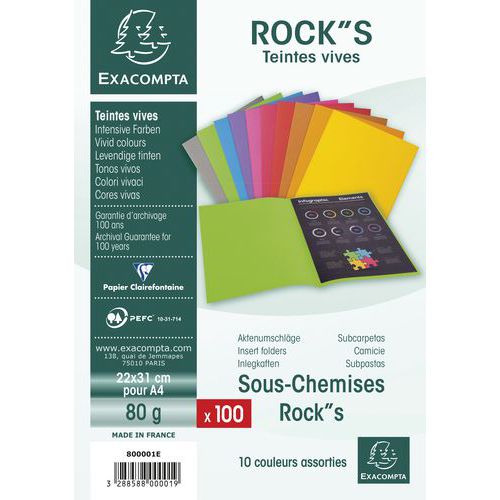 Pack of 100 Rock''s 80 insert folders - 22x31 cm - Exacompta