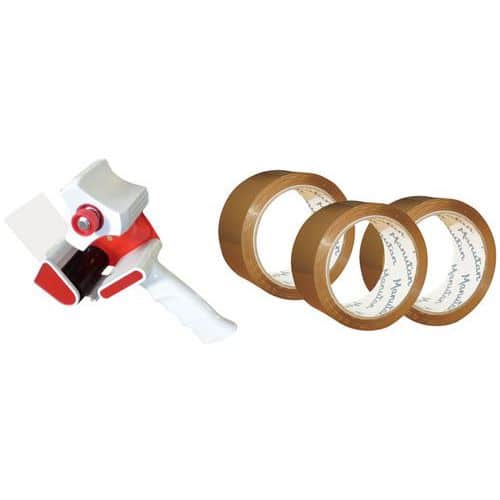 Packaging Tape Kit - Dispenser & 36 Brown/Clear Tape Rolls - Manutan Expert